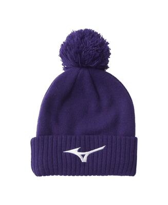 Mizuno Bommelmütze mit Wappen lilas