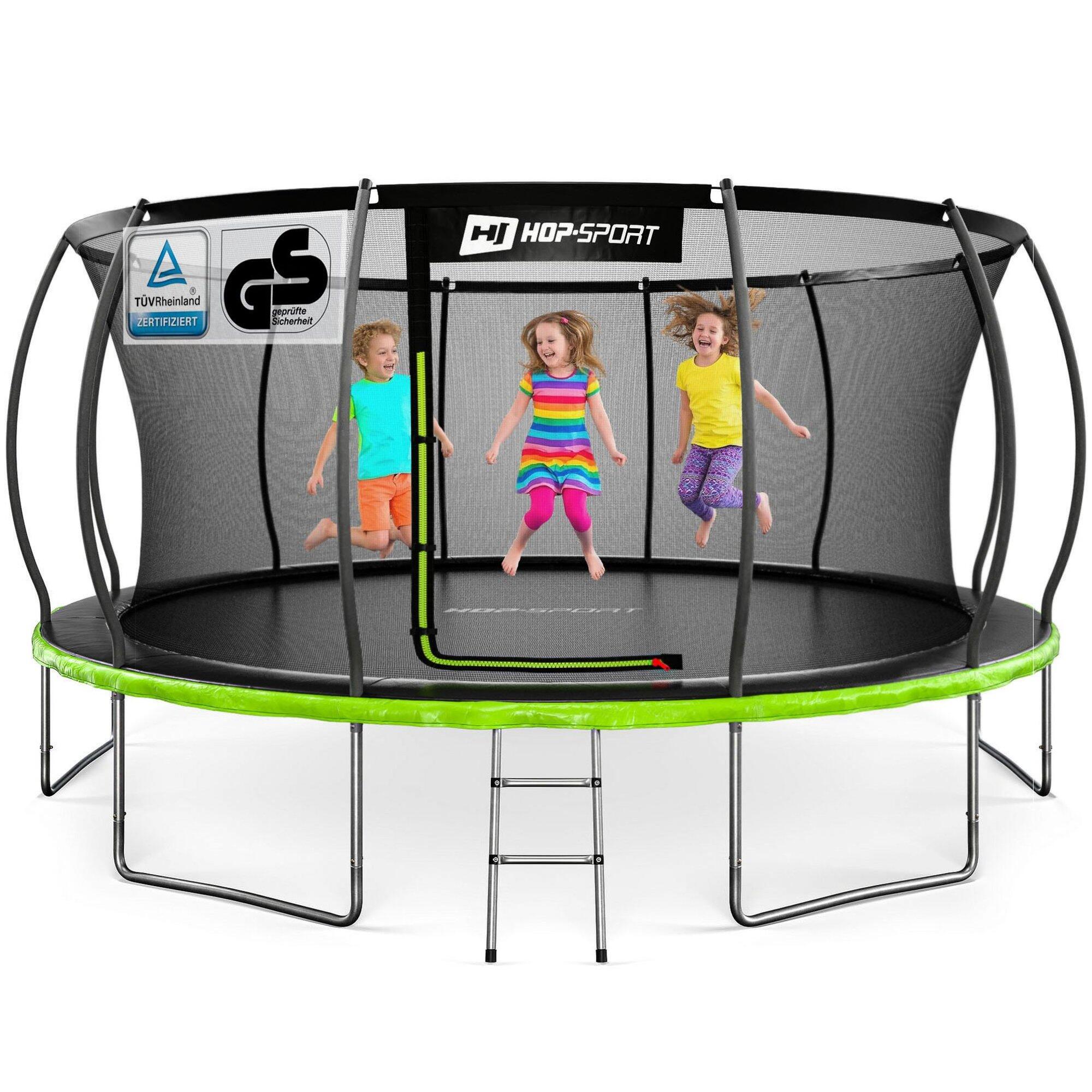 Trampolino da giardino 16ft (488cm) pumpkin - nero-verde con rete interna 1/7