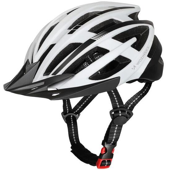 Kask rowerowy MTB Wozinsky M 54-57 cm z lampką USB biało-czarny