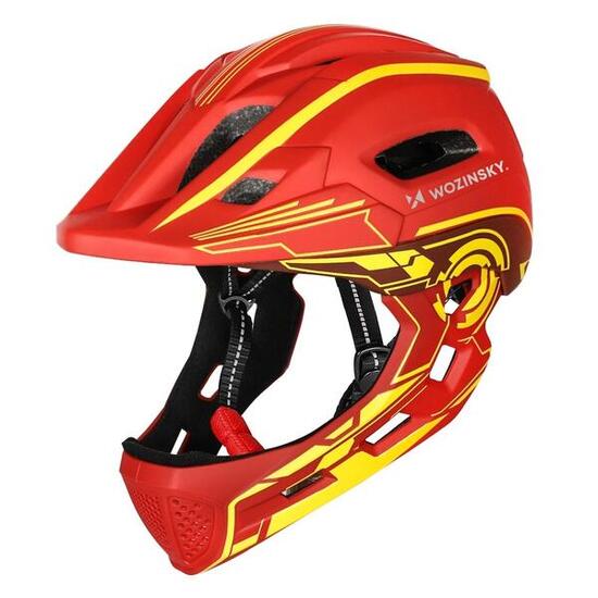 Kask rowerowy fullface dziecięcy Wozinsky 52–56 cm lampka USB odpinana szczęka