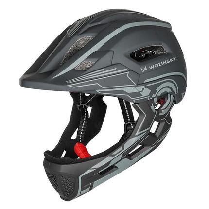 Kask rowerowy fullface dziecięcy Wozinsky 52–56 cm z lampką USB odpinana szczęka
