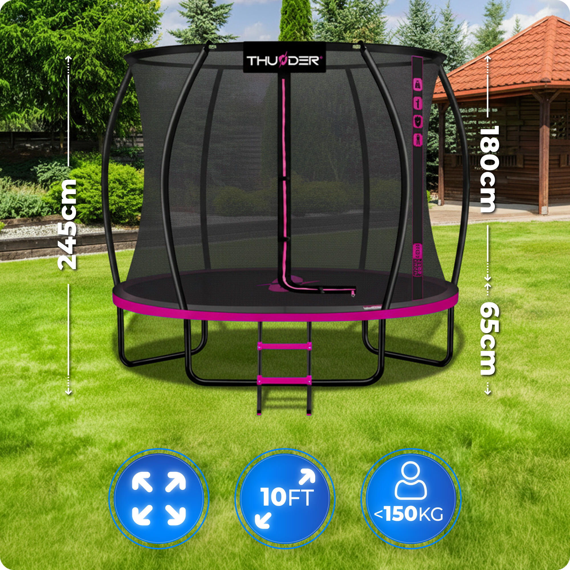 Trampolino da giardino per bambini THUNDER INSIDE ULTRA 10FT 305CM rosa 2/7