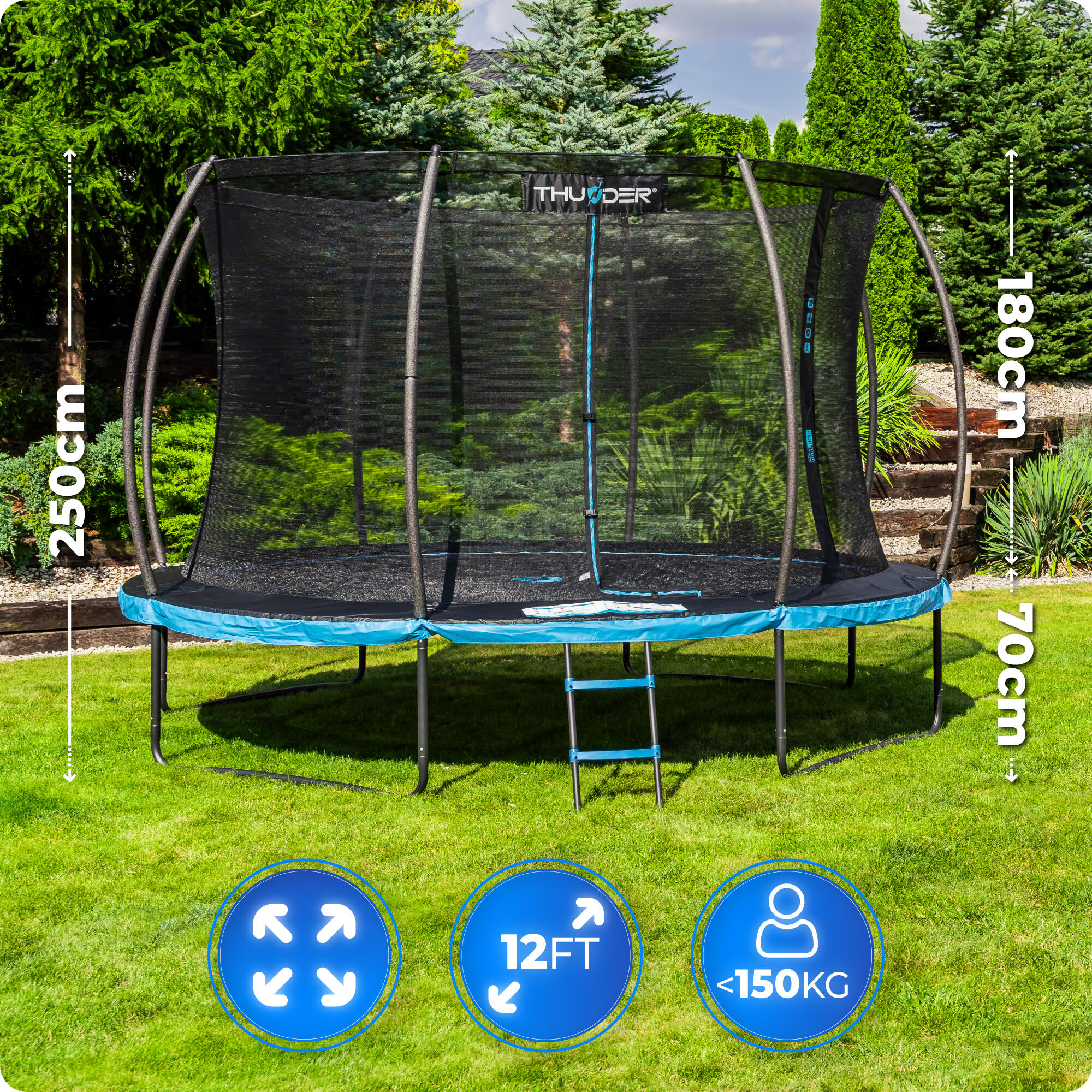 Trampoline de jardin pour enfants THUNDER INSIDE ULTRA 12FT 366CM bleu 2/7