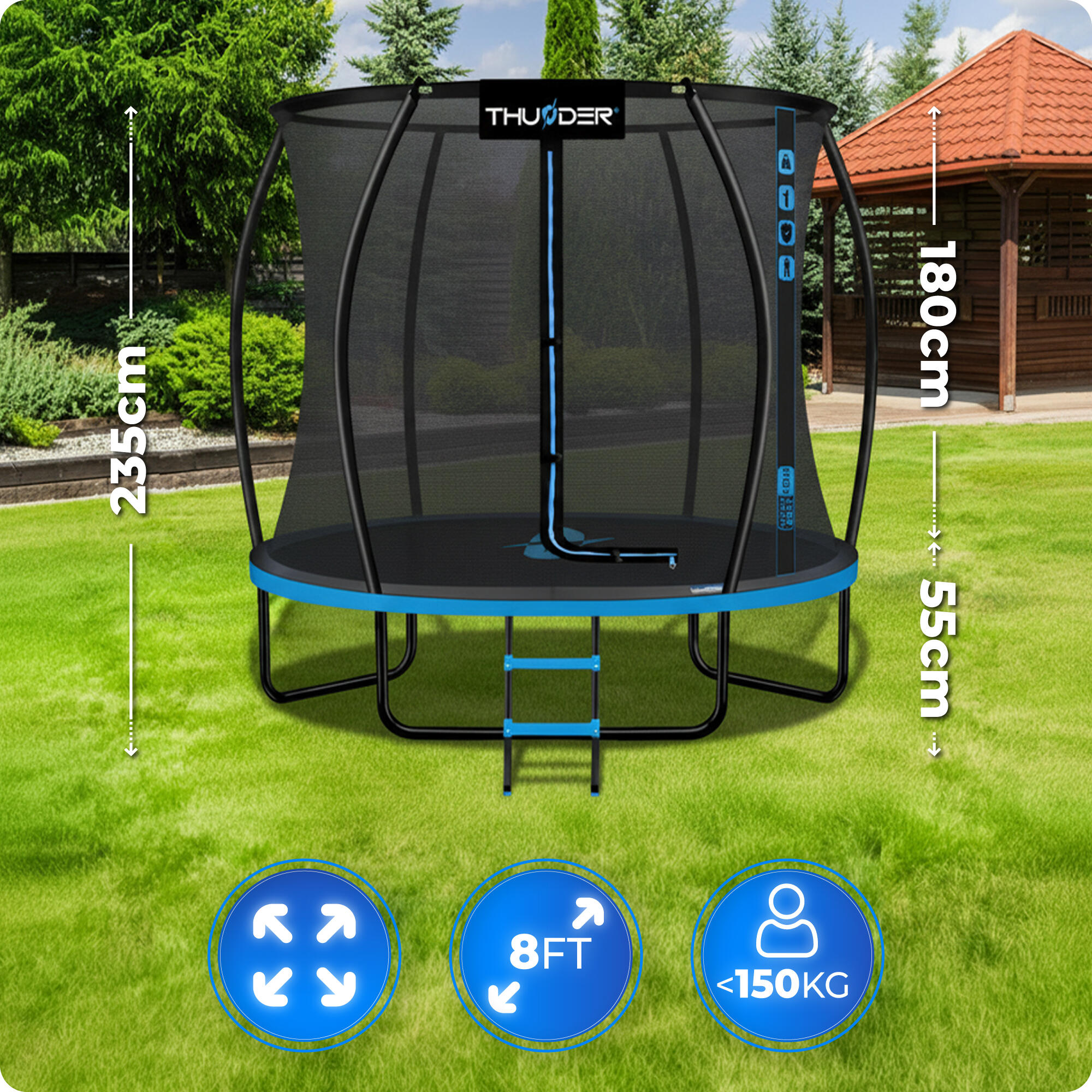 Trampoline voor kinderen voor in de tuin THUNDER INSIDE ULTRA 8FT 244CM blauw 2/7