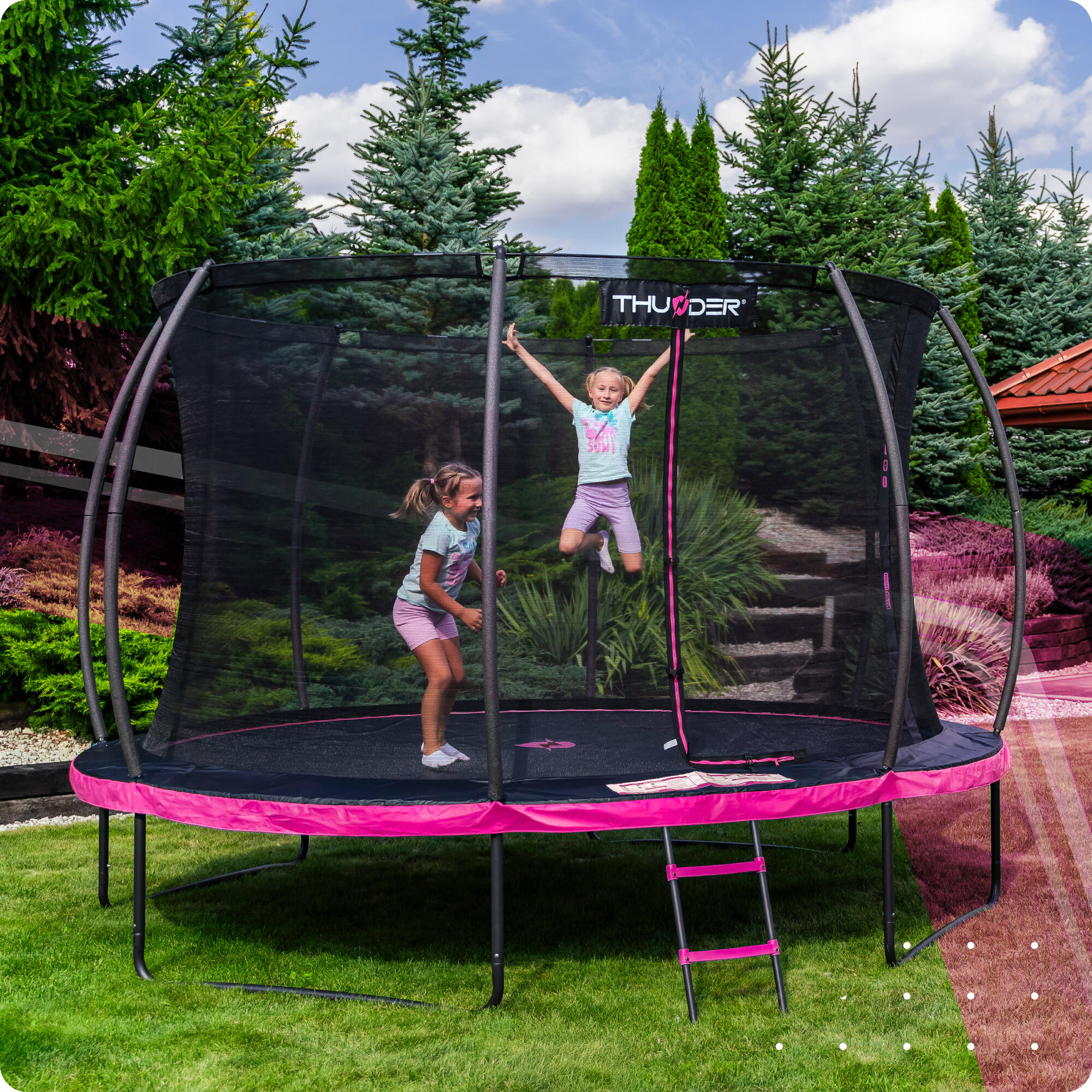 Trampoline de jardin pour enfants THUNDER INSIDE ULTRA 12FT 366CM rose 4/7
