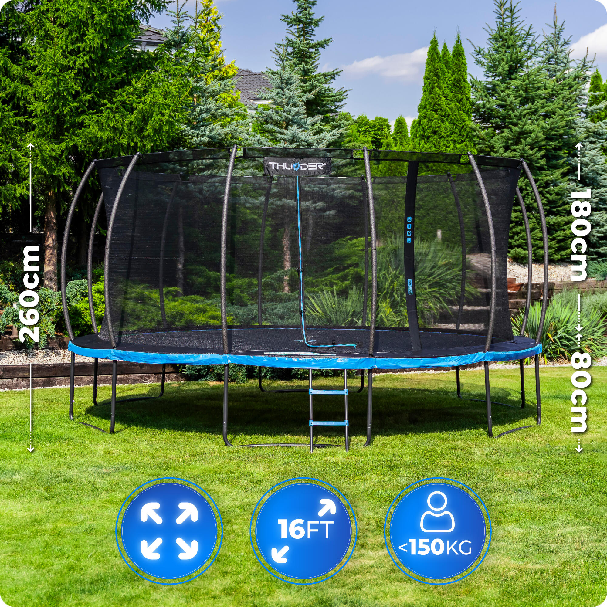 Trampoline de jardin pour enfants THUNDER INSIDE ULTRA 16FT 488CM bleu 2/7