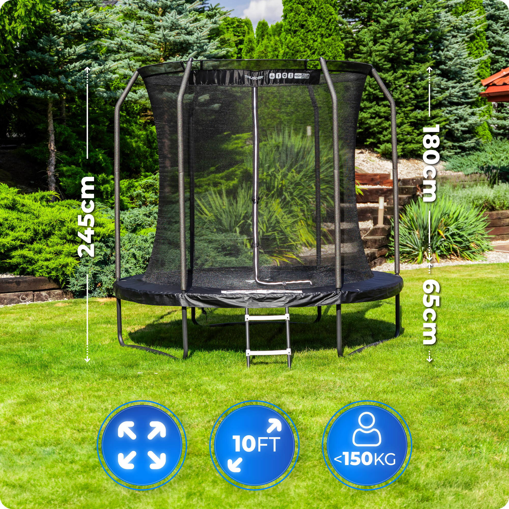 Trampoline de jardin pour enfants THUNDER INSIDE ELITE 10FT 305CM noir 2/6