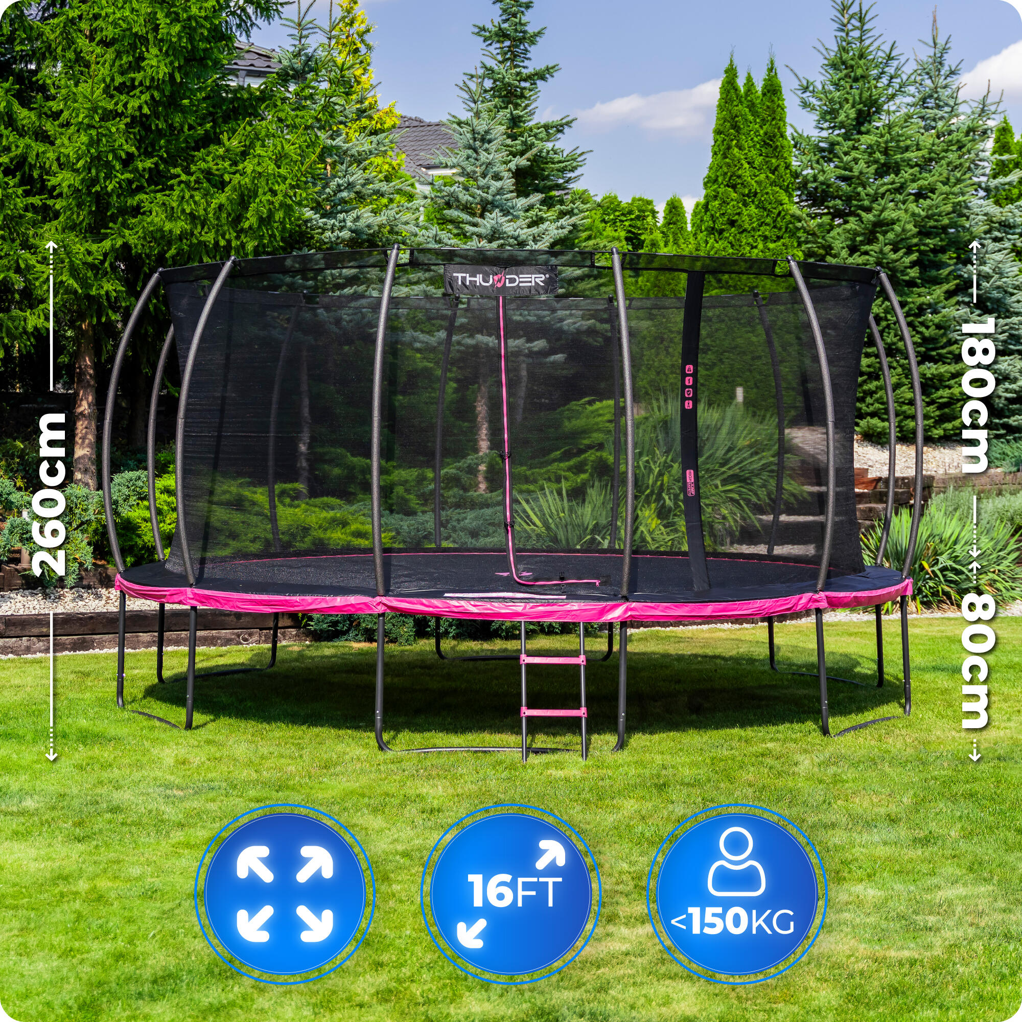 Trampolín de jardín para niños INSIDE ULTRA 16FT 488CM rosa 2/8