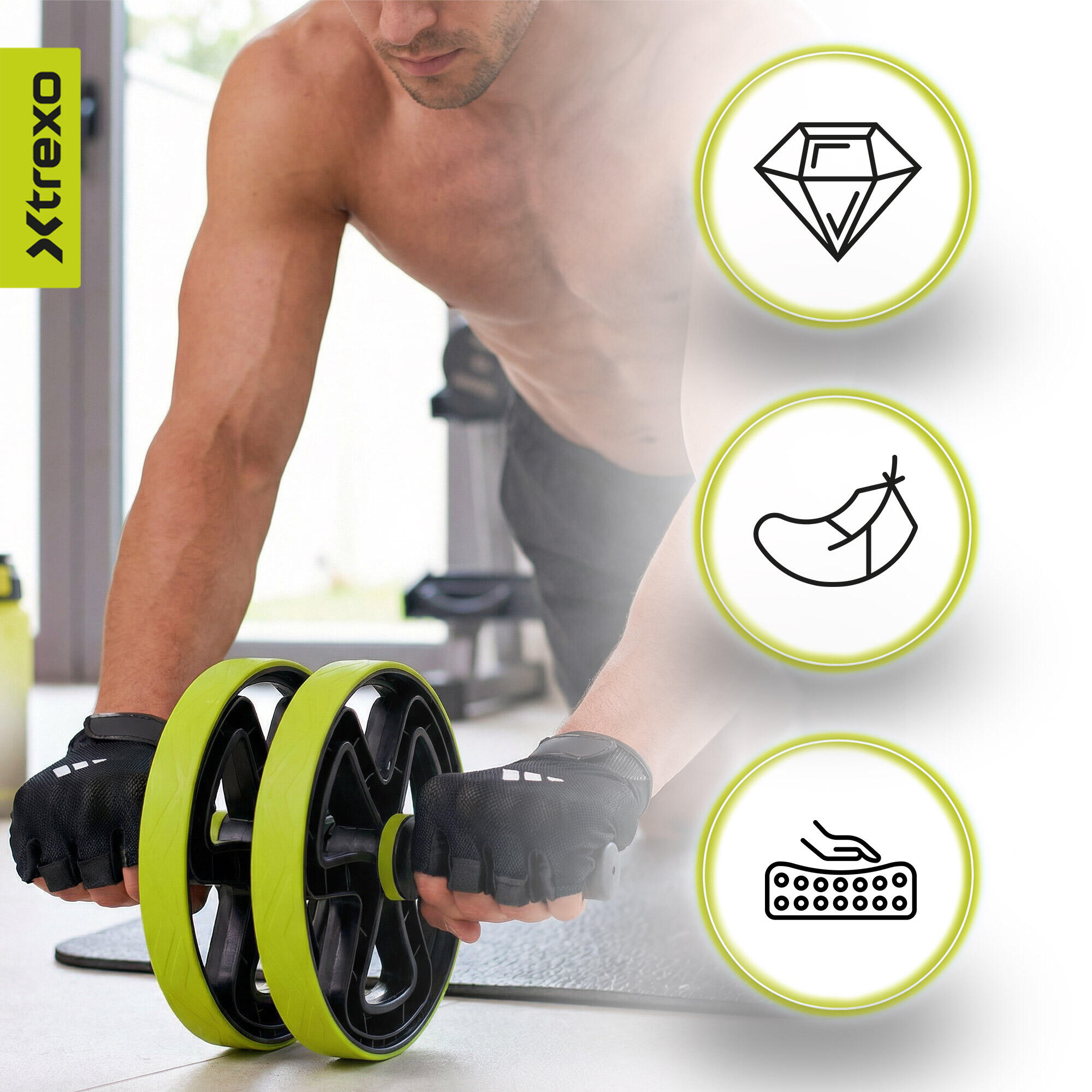 Roue d'exercice pour les muscles abdominaux XTREXO TXO-B4Z038-GN 7/7