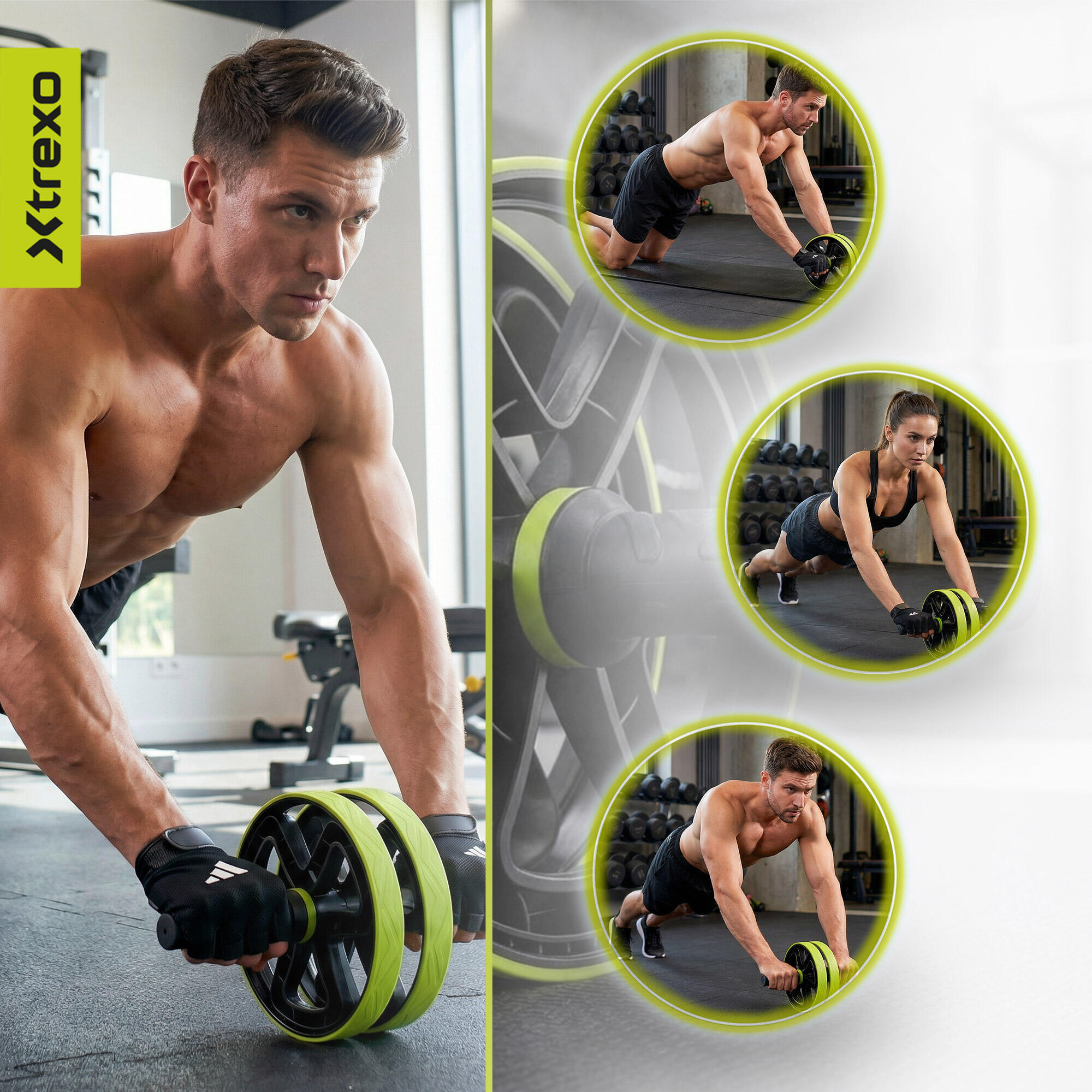 Roue d'exercice pour les muscles abdominaux XTREXO TXO-B4Z038-GN 5/7