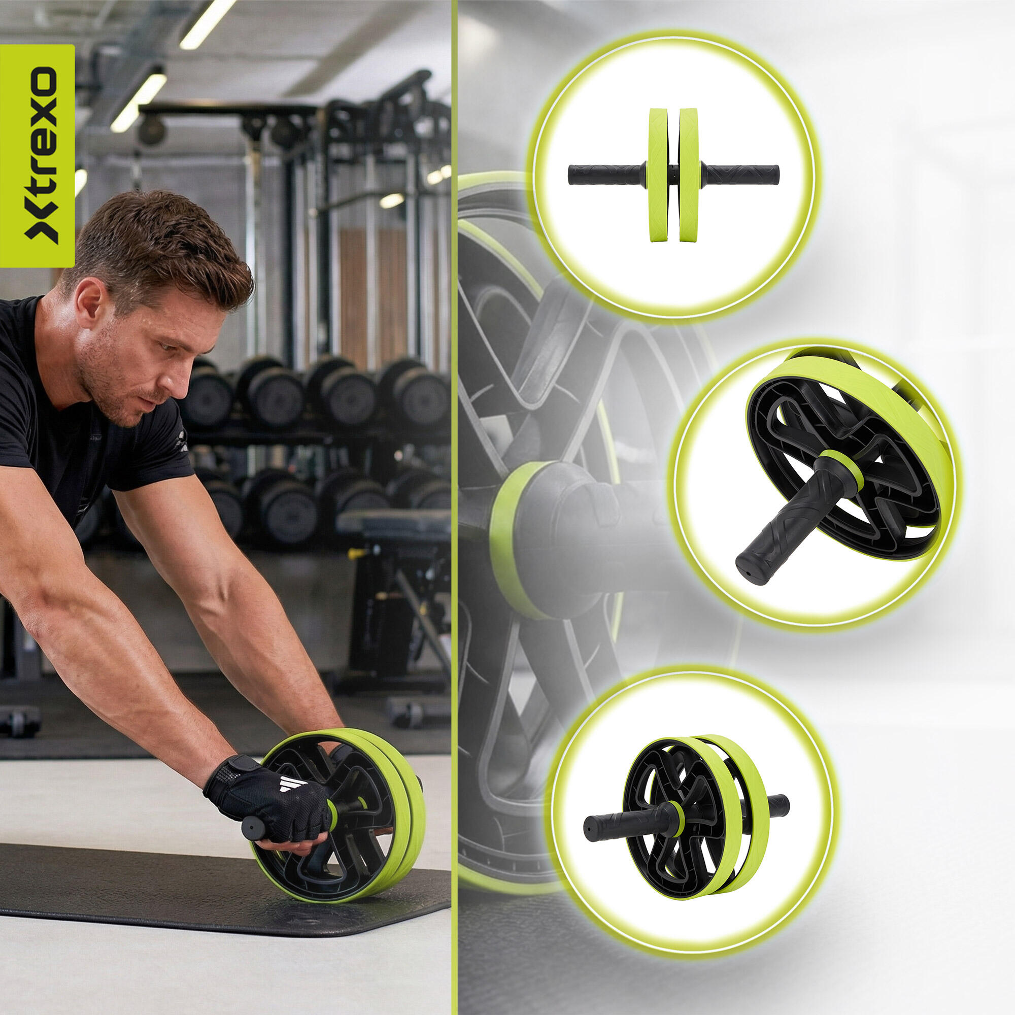 Roue d'exercice pour les muscles abdominaux XTREXO TXO-B4Z038-GN 4/7