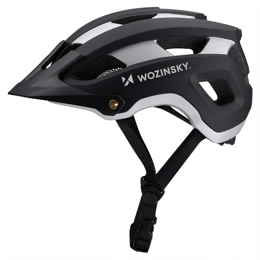 MTB bicycle helmet with removable visor, lightweight L - black and silver
