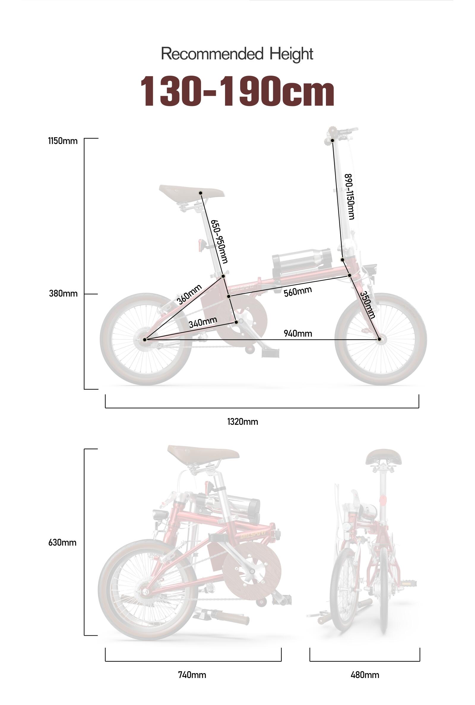 Bicicleta Eléctrica ONESPORT OT02 para Adultos - Estilo Retro, Plegable 6/7
