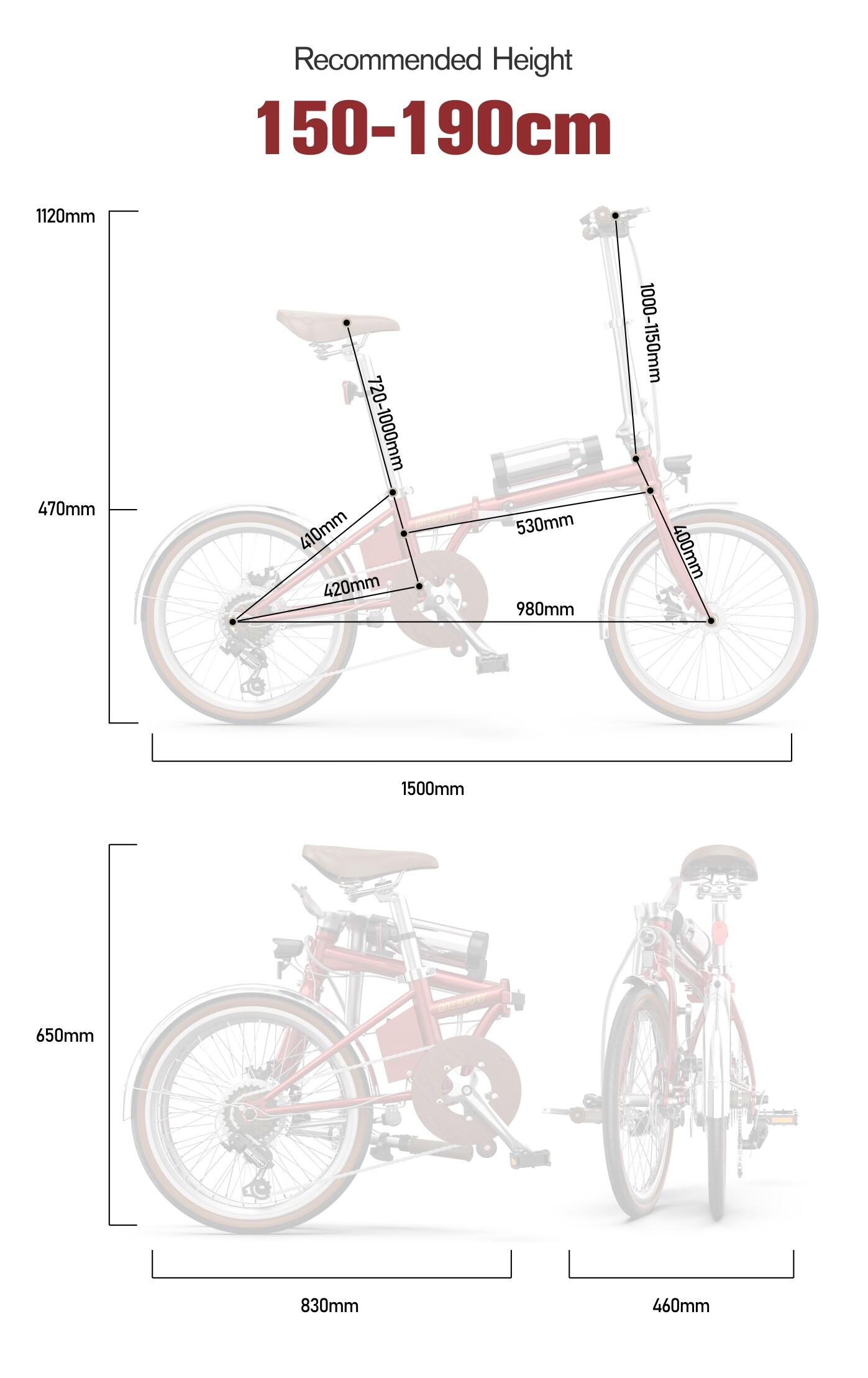 Bicicleta Elétrica Dobrável Onesport OT02 PRO para Adultos, Estilo Retro 6/7