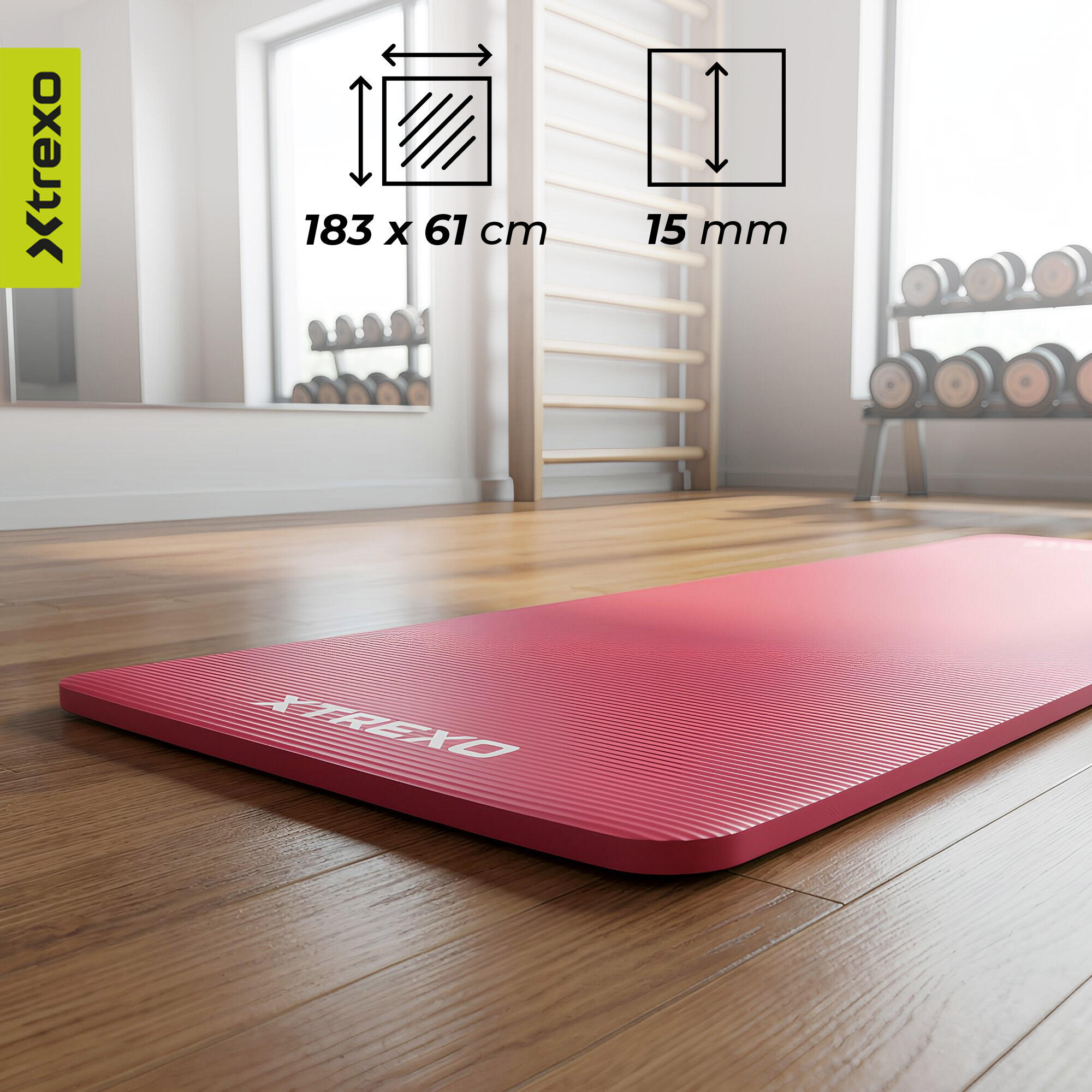 Tappetino per esercizi XTREXO NBR 15 mm con cintura 3/7