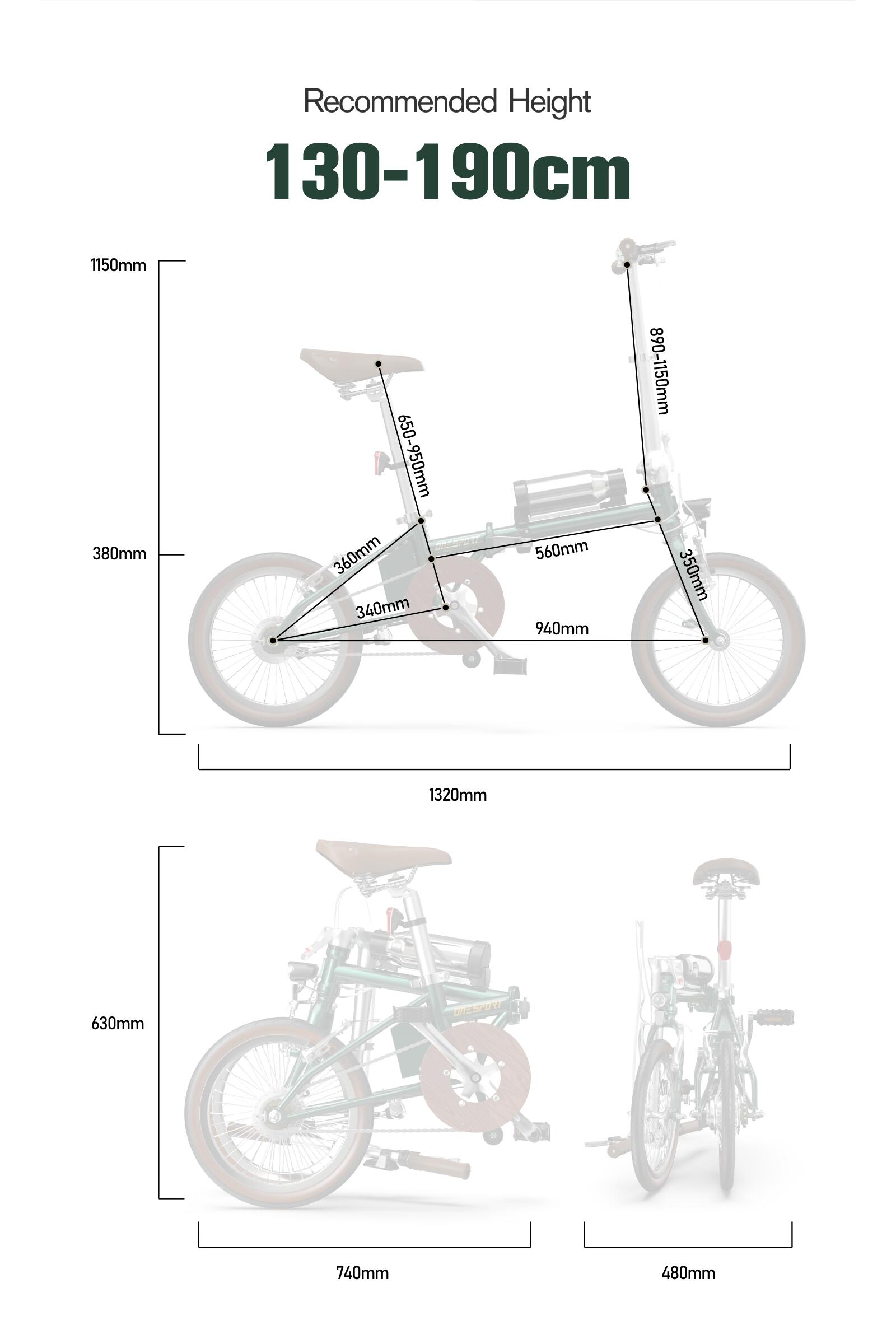 Bicicleta Elétrica ONESPORT OT02 para Adulto - Estilo Retro, Dobrável 6/7