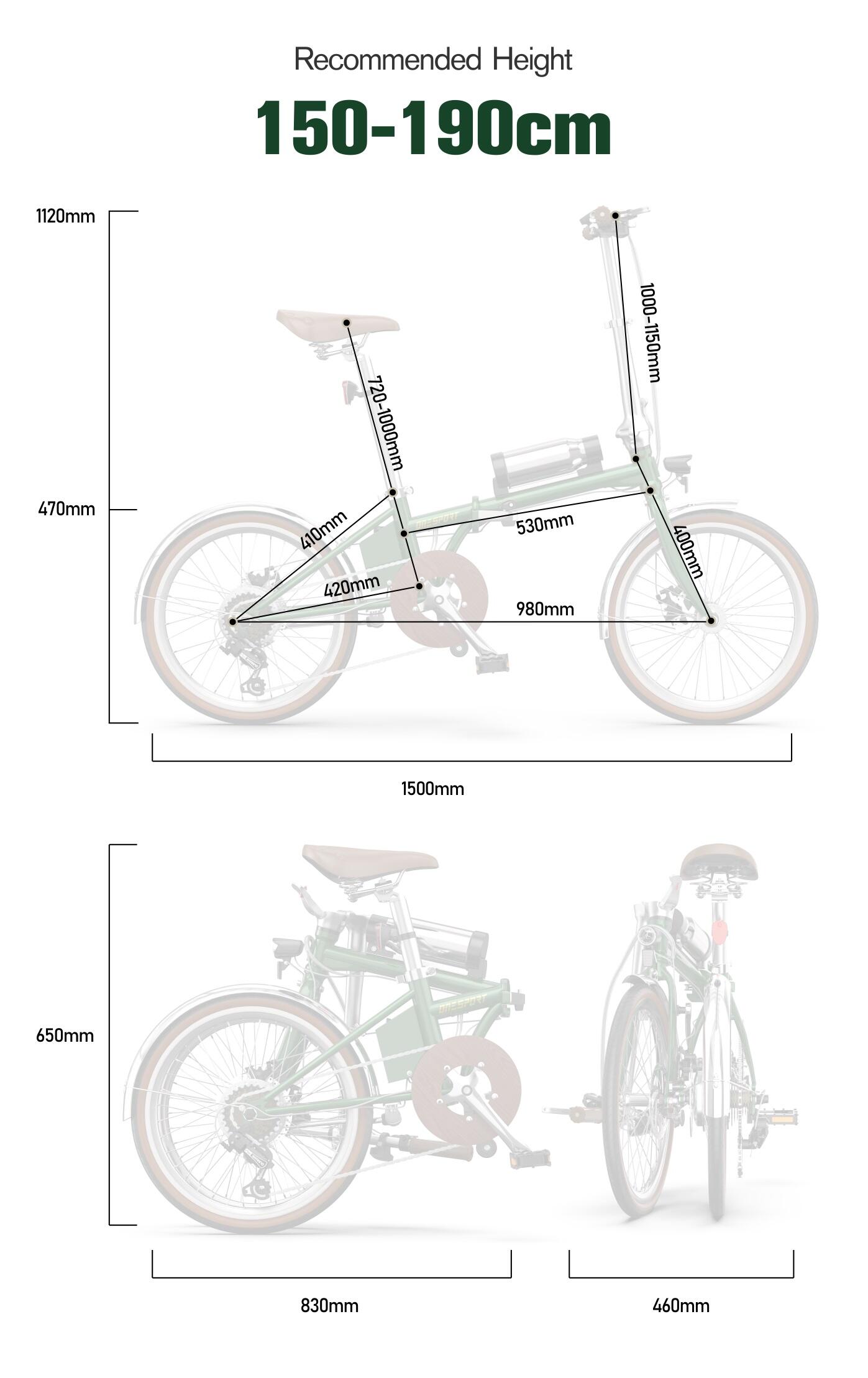Bicicleta eléctrica plegable Onesport OT02 PRO para adultos, estilo retro 6/7