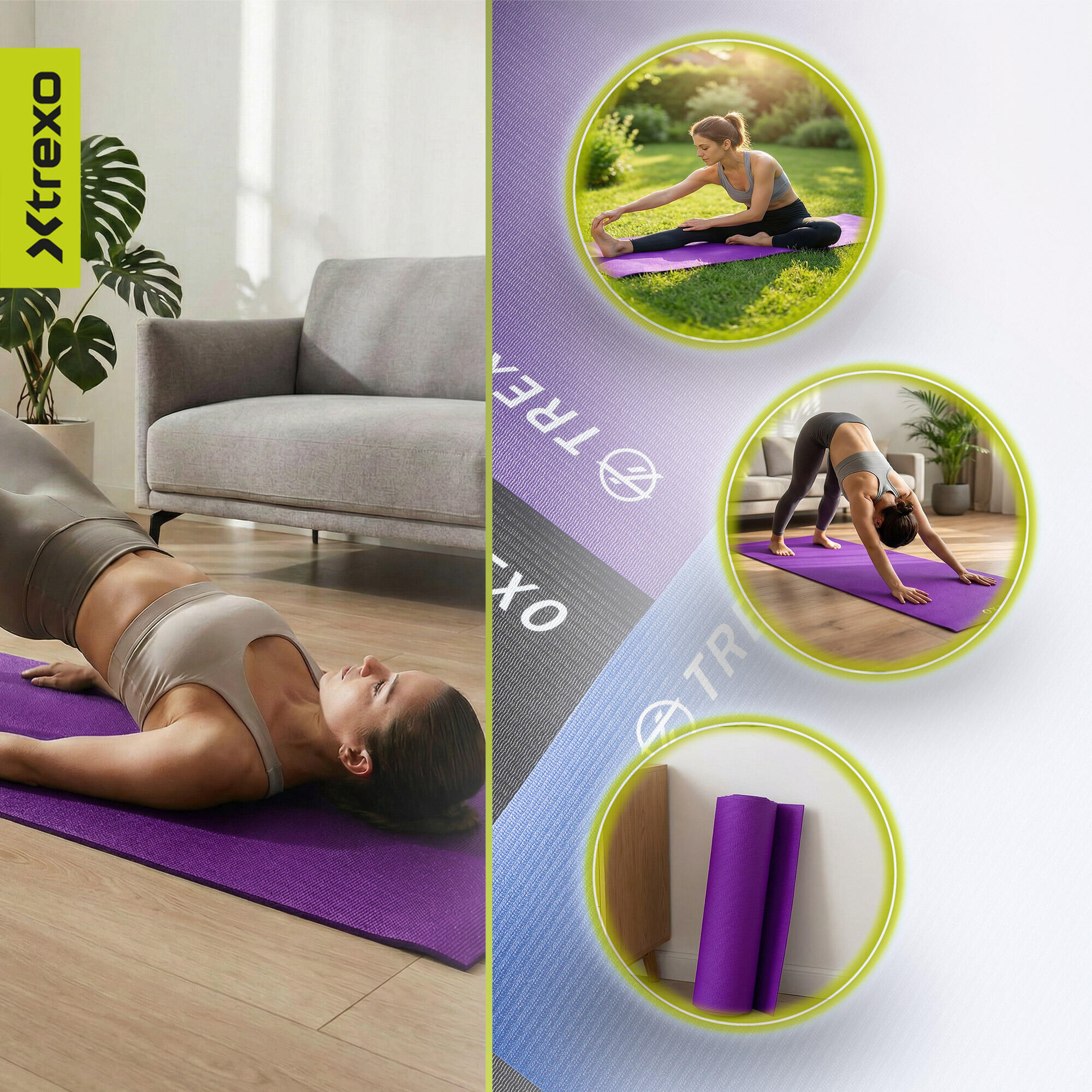 Tapis de yoga XTREXO en PVC 5/7