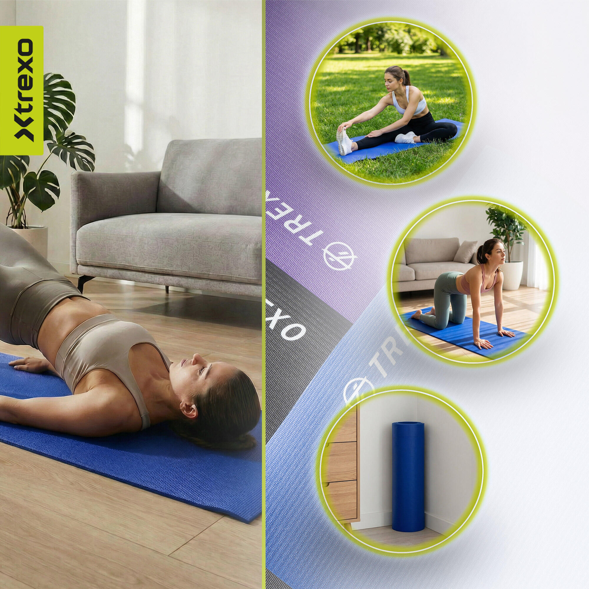 Tapis de yoga XTREXO en PVC 5/7