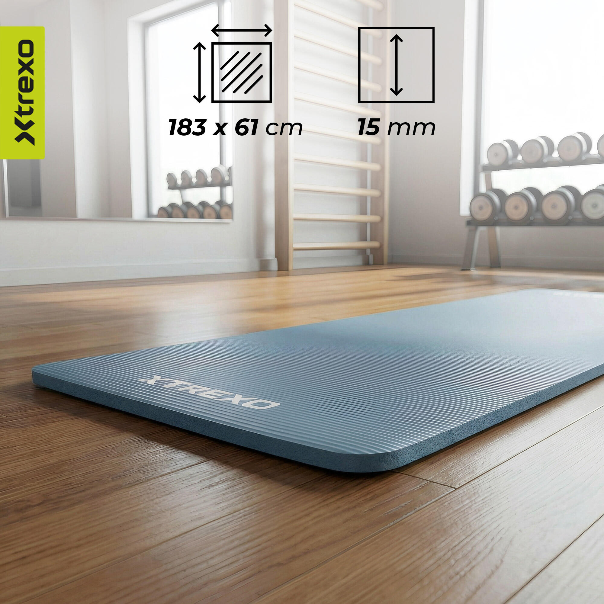 Tapis d'exercice XTREXO NBR 15 mm avec ceinture 3/7