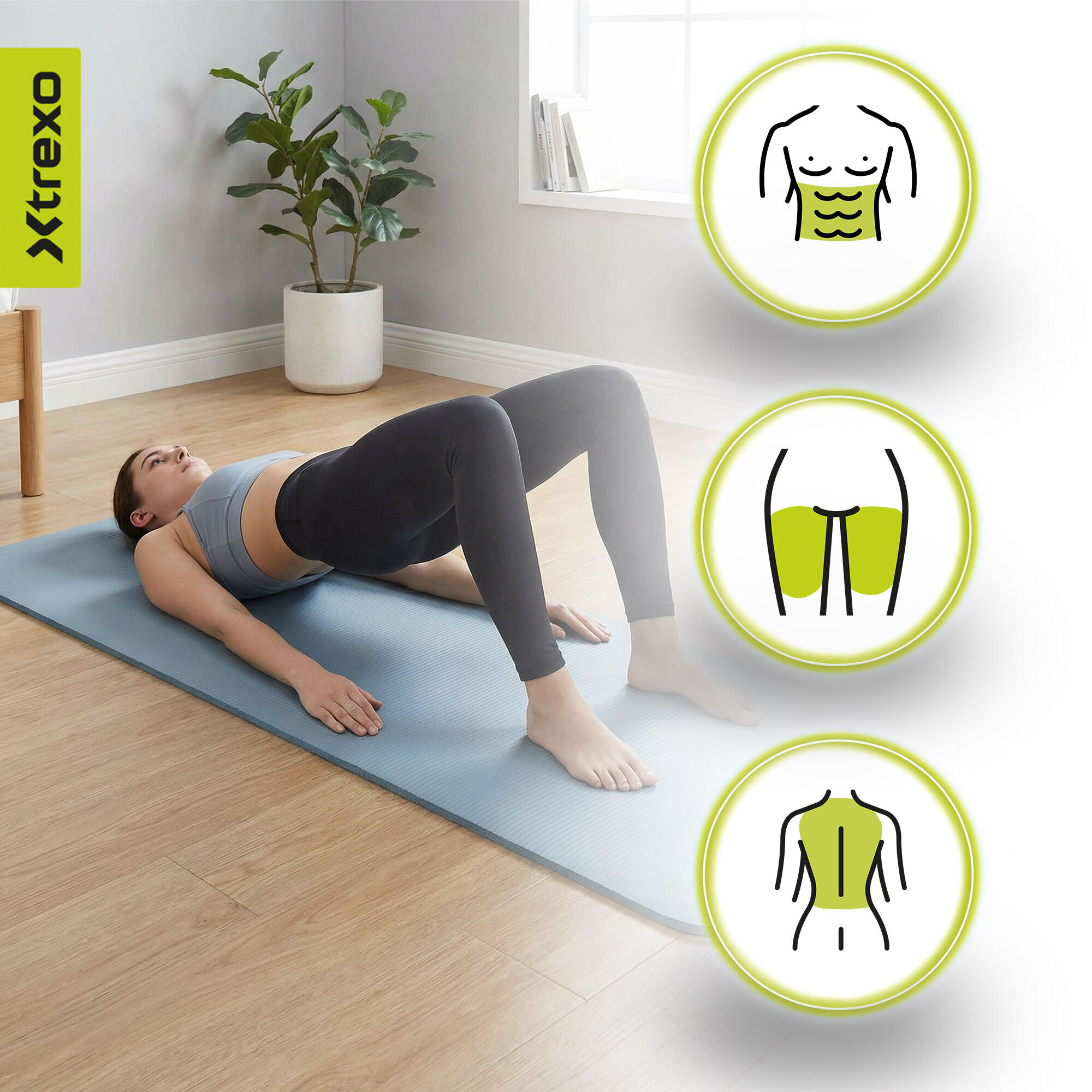 Tapis d'exercice XTREXO NBR 15 mm avec ceinture 7/7