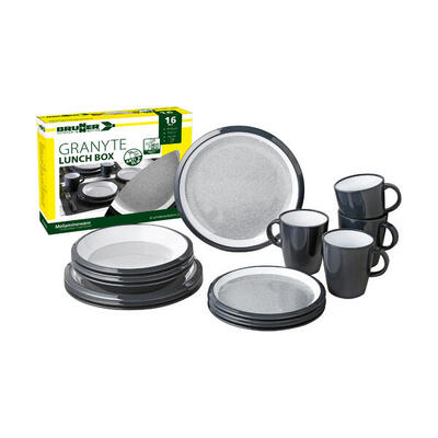 Brunner set servies lunch box granyte 16-delig grijs
