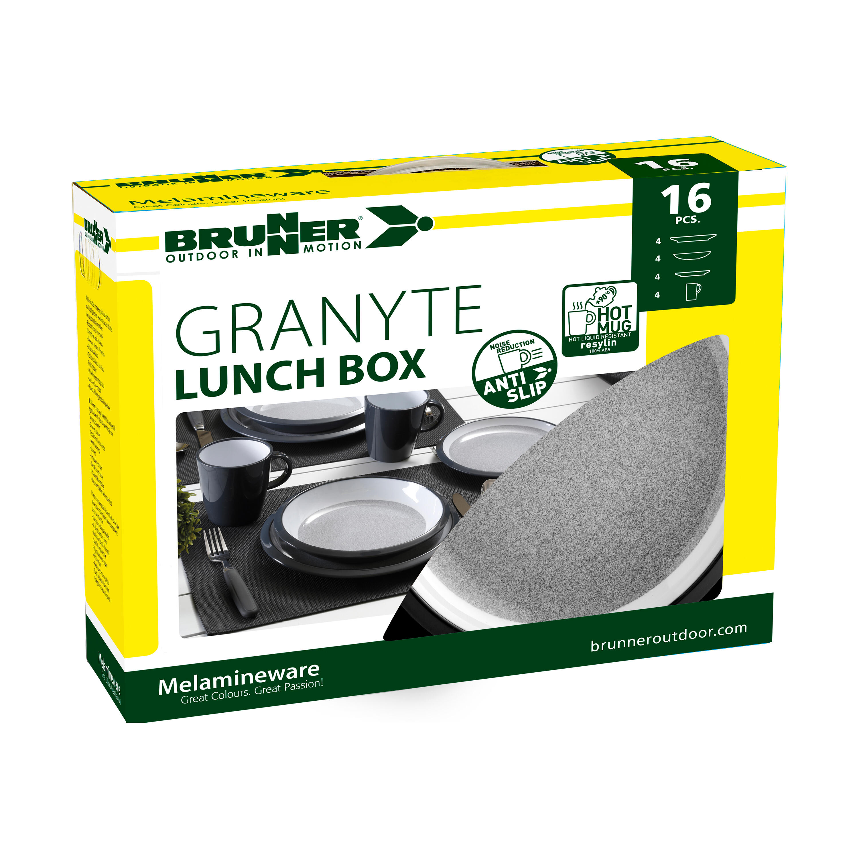 Brunner set de vajilla camping melamina gris 16 piezas 6/7