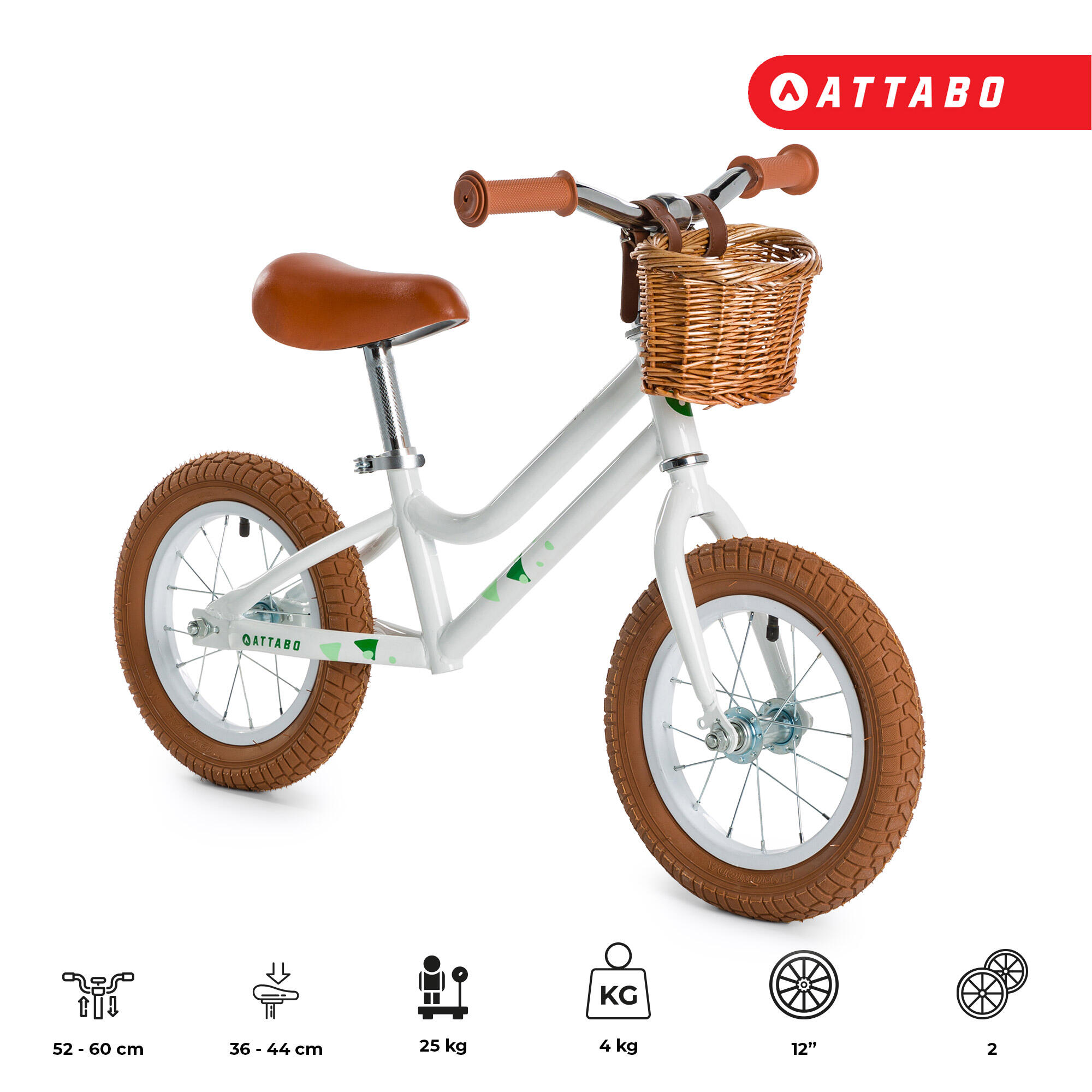 Bicicleta sin pedales ATTABO Ace 12" blanca Bicicleta sin pedales ATTABO Ace 12" 2/7