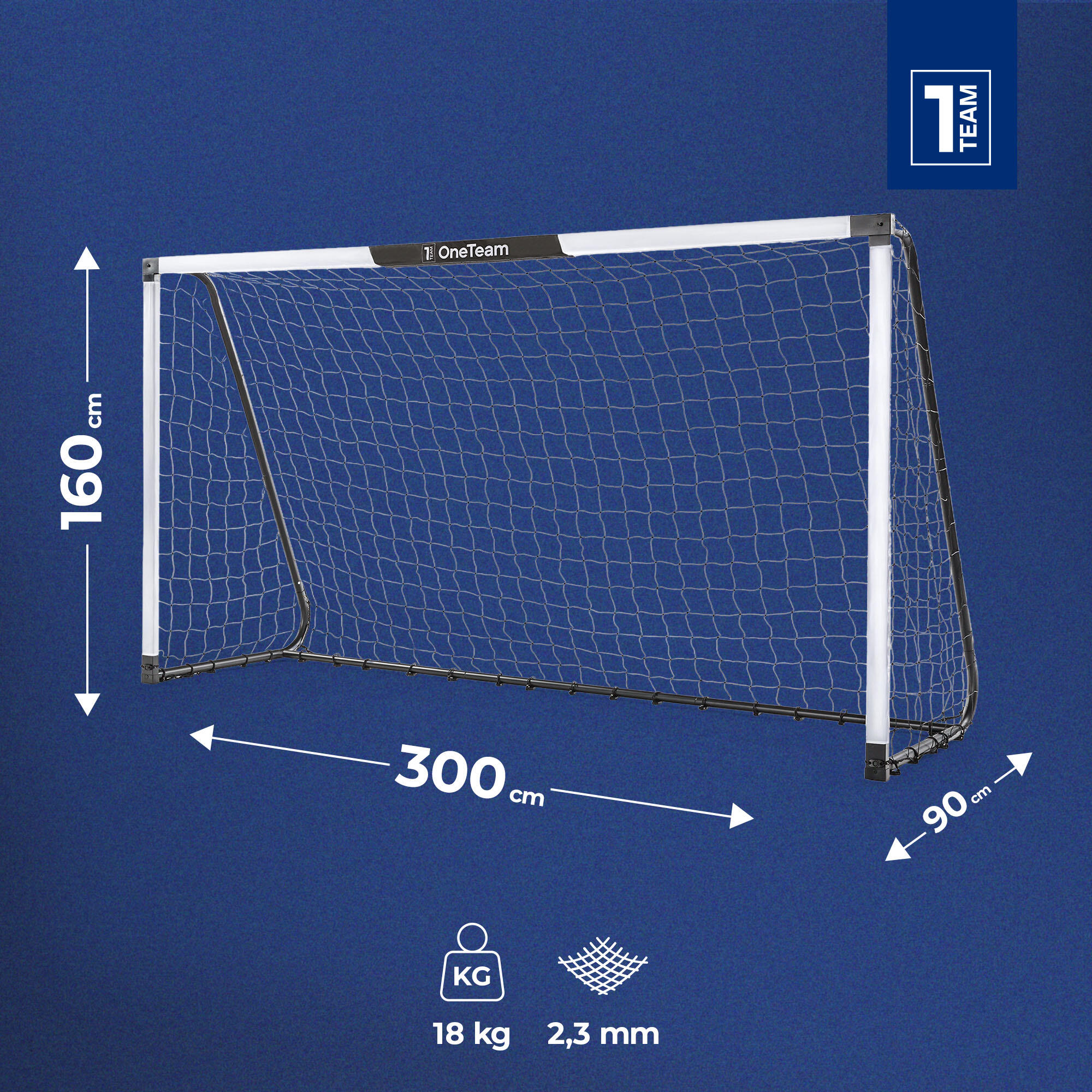 Bramka do piłki nożnej OneTeam One biała OT-SG3016 300 x 160 x 90 cm 2/7