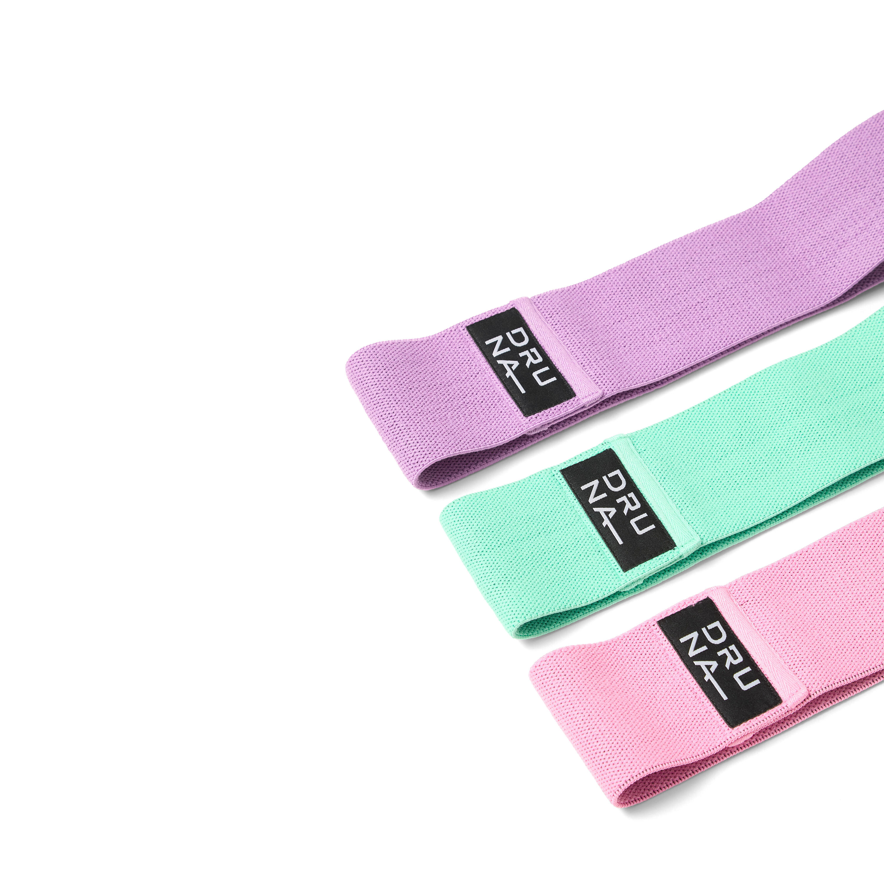 Bandes Élastiques en Tissu 3 Niveaux de Résistance INDIGO Violet-Rose-Vert 2/6