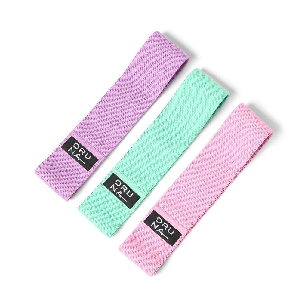 INDIGO Fabric Resistance Bands 3 Resistance Levels Purple-Pink-Green