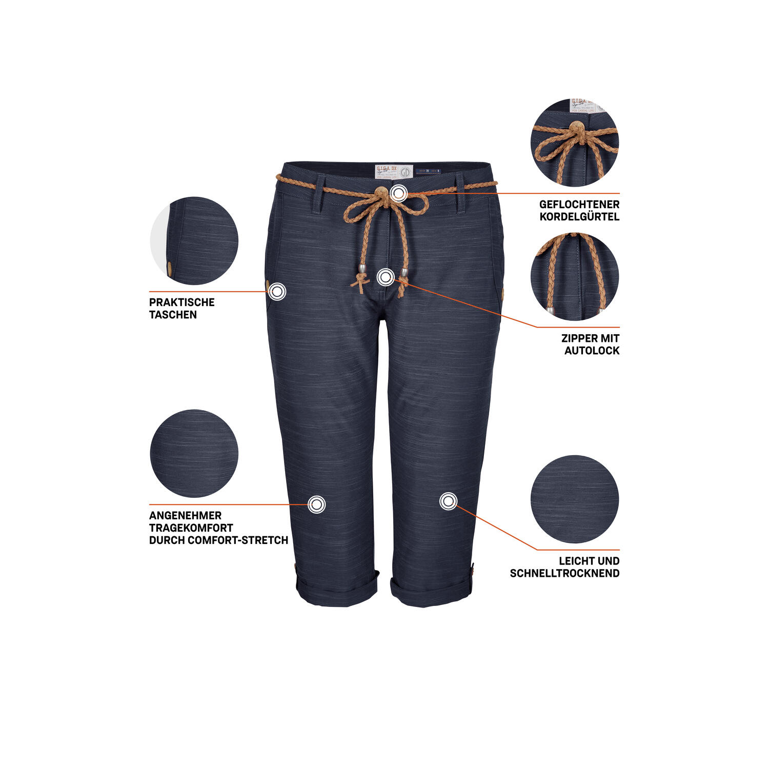 G.I.G.A. DX Caprihose für Damen mit Gürtel 5/5