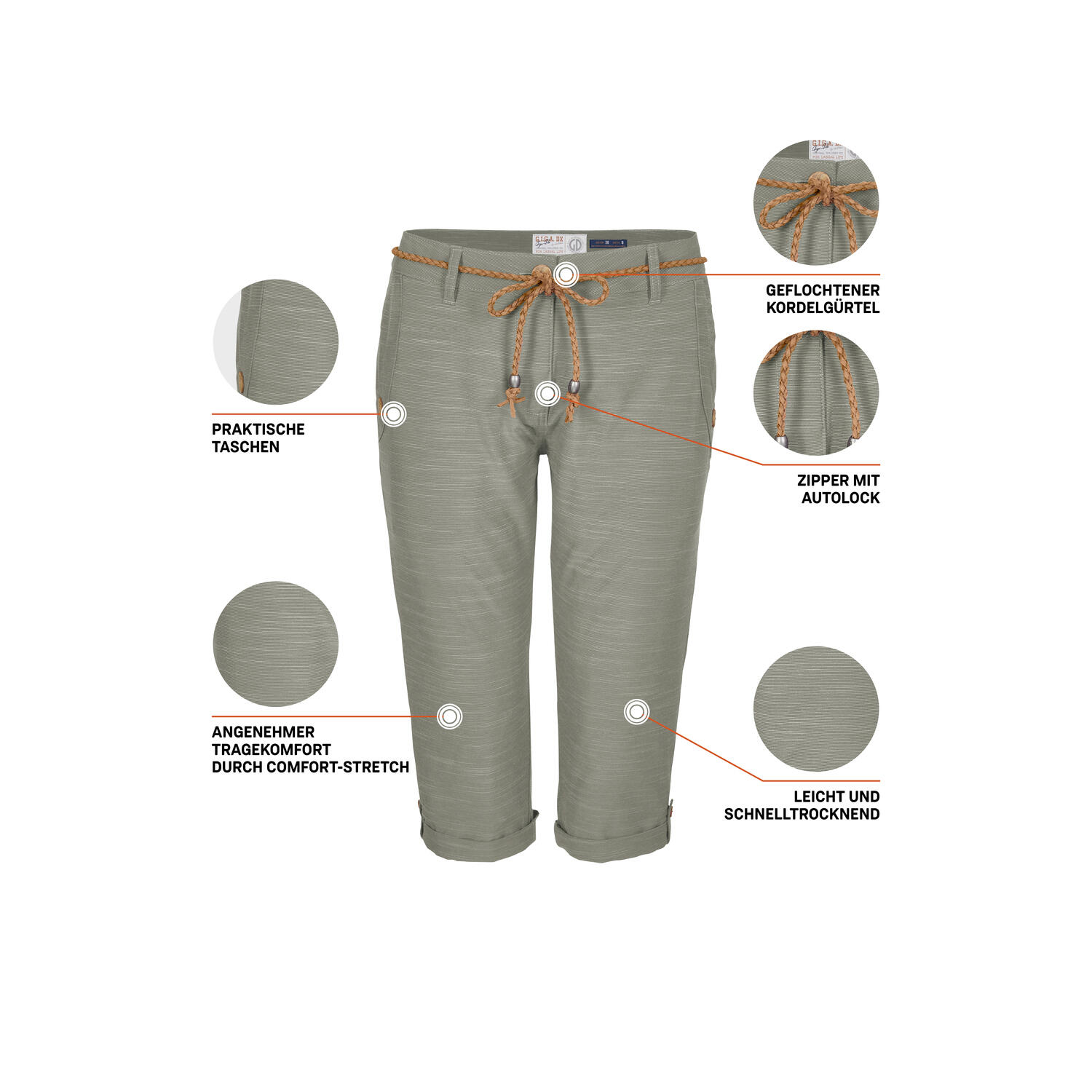 G.I.G.A. DX Caprihose für Damen mit Gürtel 5/5
