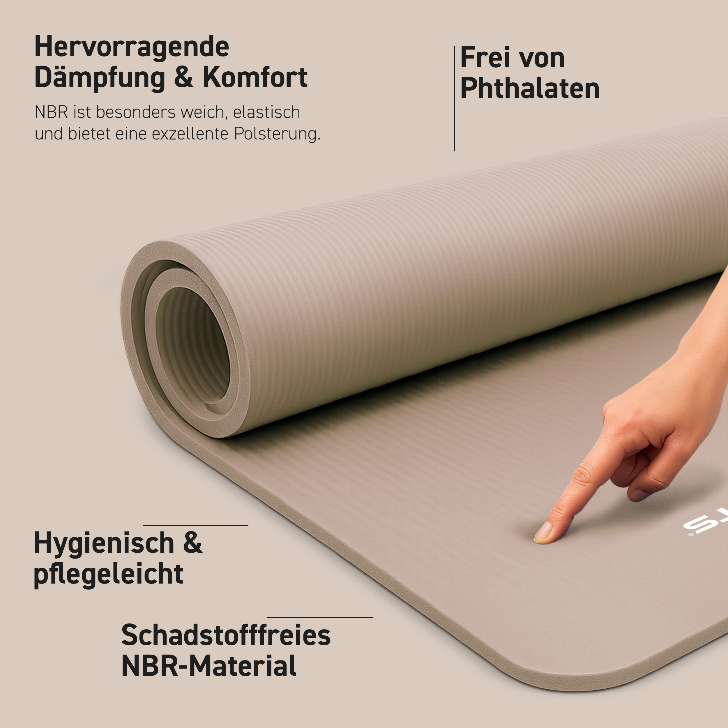 Gymnastikmatte Premium inkl. Gurt + Poster + Workout App / Hautfreundlich 2/8