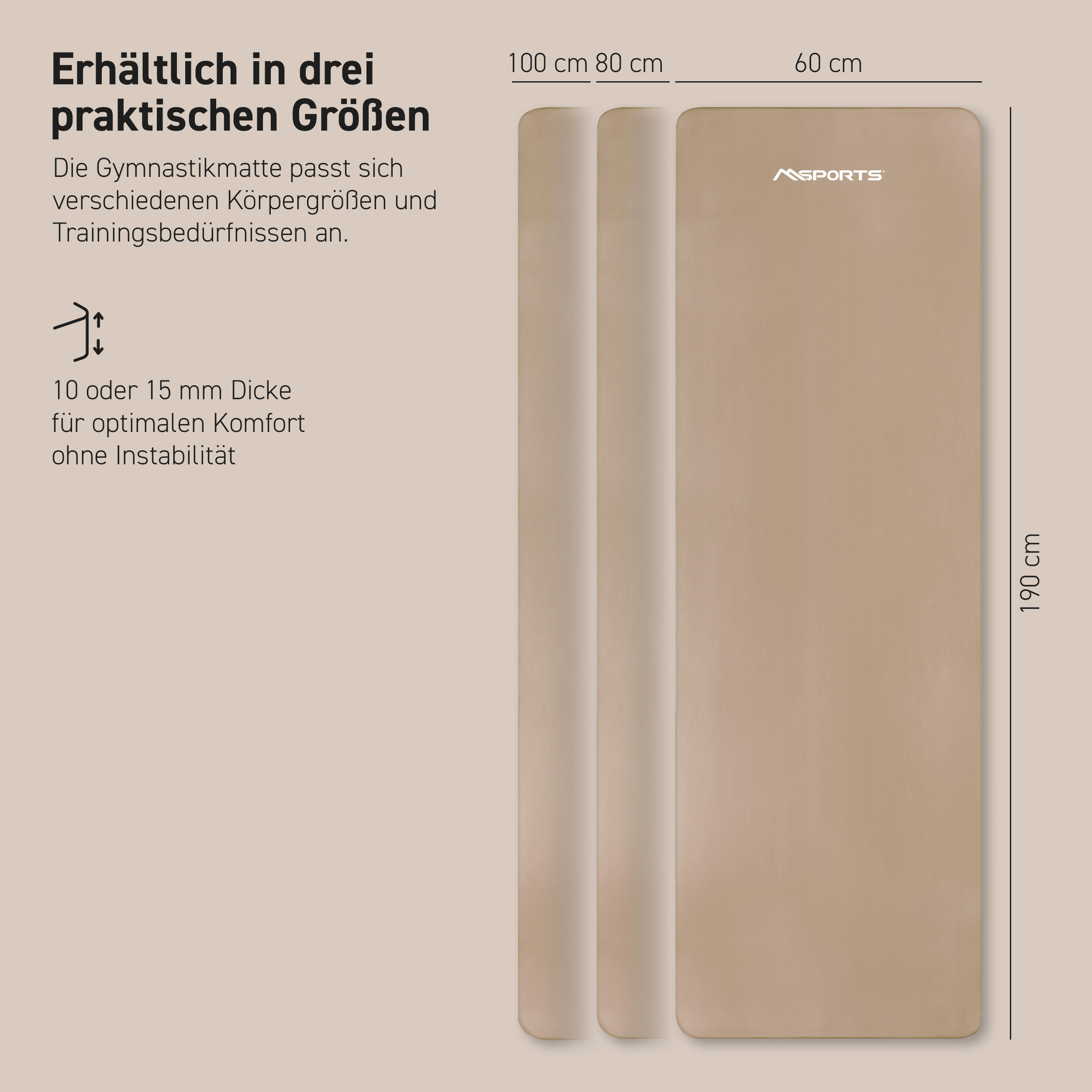 Gymnastikmatte Premium inkl. Gurt + Poster + Workout App / Hautfreundlich 5/8