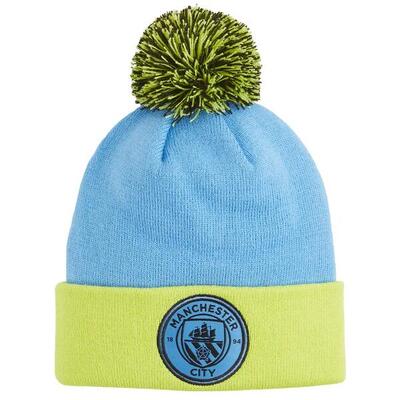 Cappello invernale Puma Manchester City Jr con pompon blu per bambini