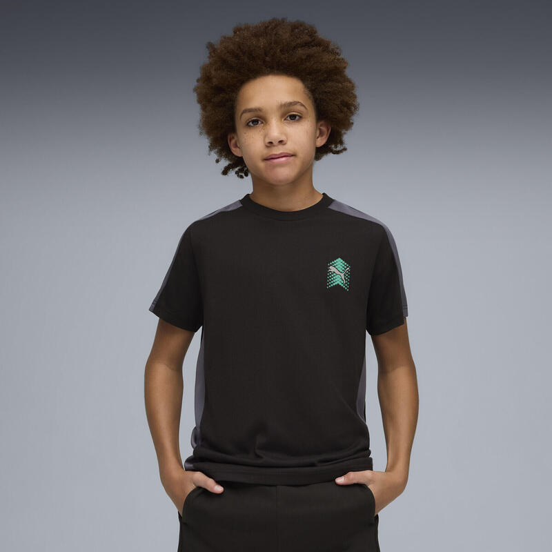 Tricou alergare băieți mânecă scurtă Active Sports Graphic, albastru și negru