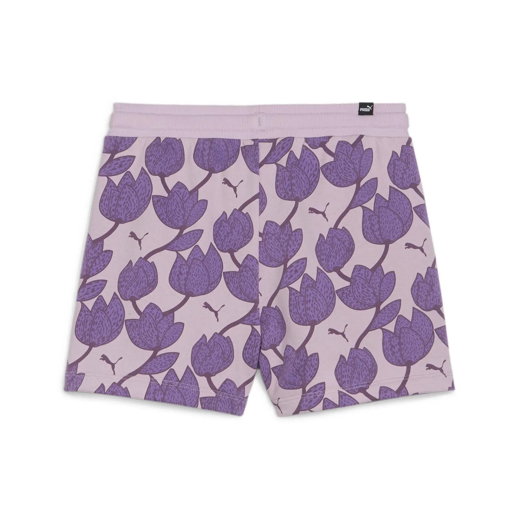 Pantalón corto estampado de niña Puma Ess+ Blossom 3/5