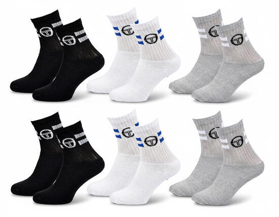 Sergio Tacchini Pack de Chaussettes enfant Tennis Crew Lot de 6 Paires