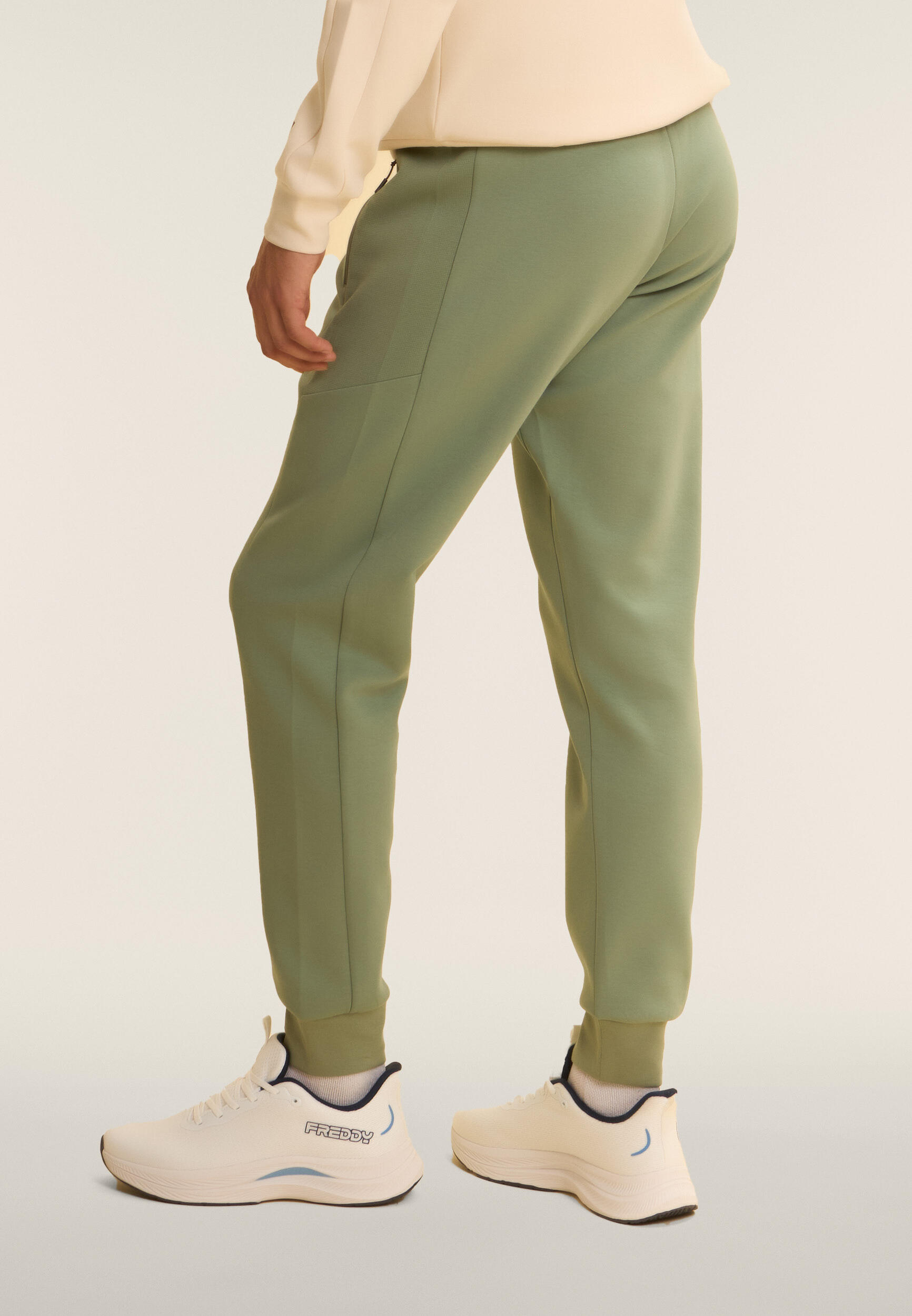Pantalon en tissu interlock avec cordon de serrage et bas côtelé 3/4