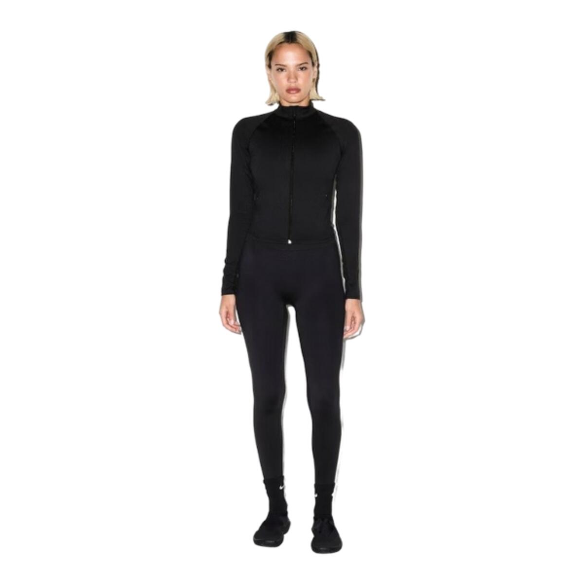 x SKIMS Women's Matte Mock Neck Full Zip Jacket Obsidian 2/5
