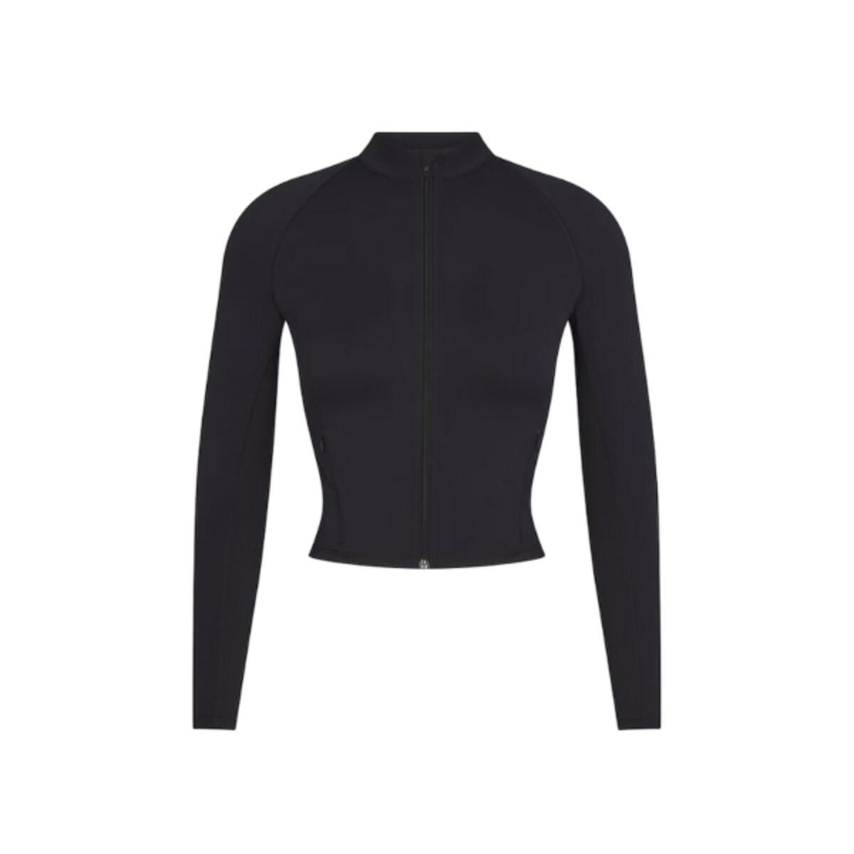 x SKIMS Womens Matte Mock Neck Full Zip Jacket Obsidian