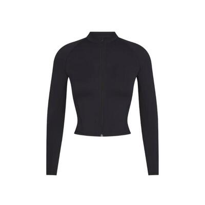 X skims women's matte mock neck full zip jacket obsidian