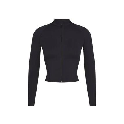 x SKIMS Women's Matte Mock Neck Full Zip Jacket Obsidian