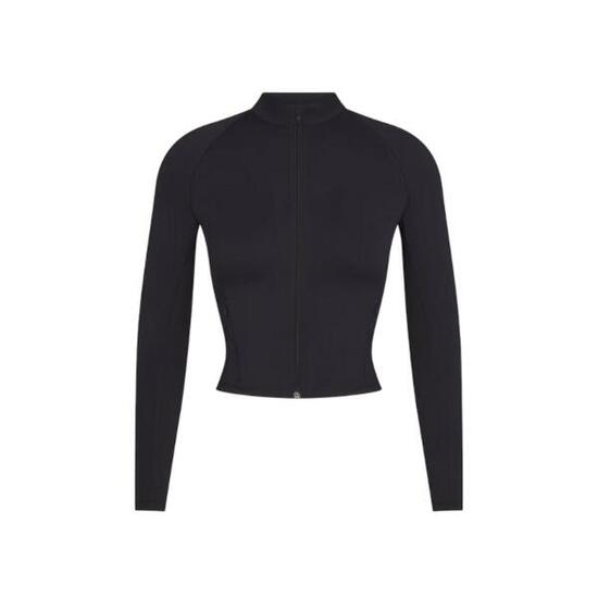 x SKIMS Women's Matte Mock Neck Full Zip Jacket Obsidian