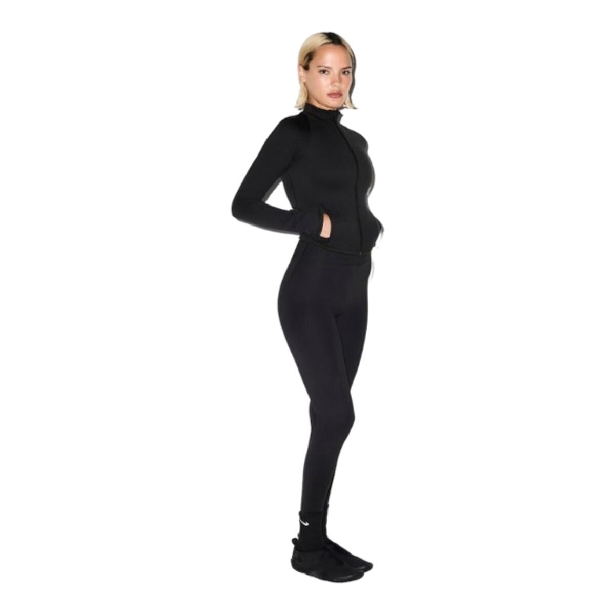 x SKIMS Women's Matte Mock Neck Full Zip Jacket Obsidian 4/5