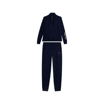 Jumpsuit met ritssluiting en hoge kraag, logo met parels op de mouw
