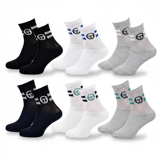 Sergio Tacchini Pack de Chaussettes enfant Tennis Crew Lot de 6 Paires