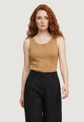 Tanktop onlanna sl glitter revers rib top knt dames donkerbruin
