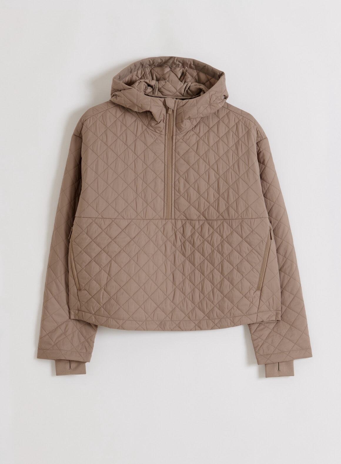 Anorak Mujer Acolchado Corto Repelente al Agua Reciclado 1/2 Cremallera Marrón 6/6